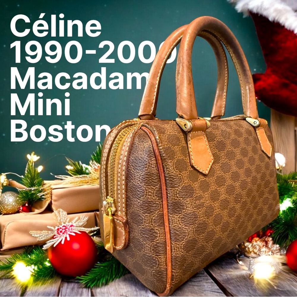 Celine Triomphe Macadam Rare Vintage Mini Boston EUC Approximately 7.5”x4”